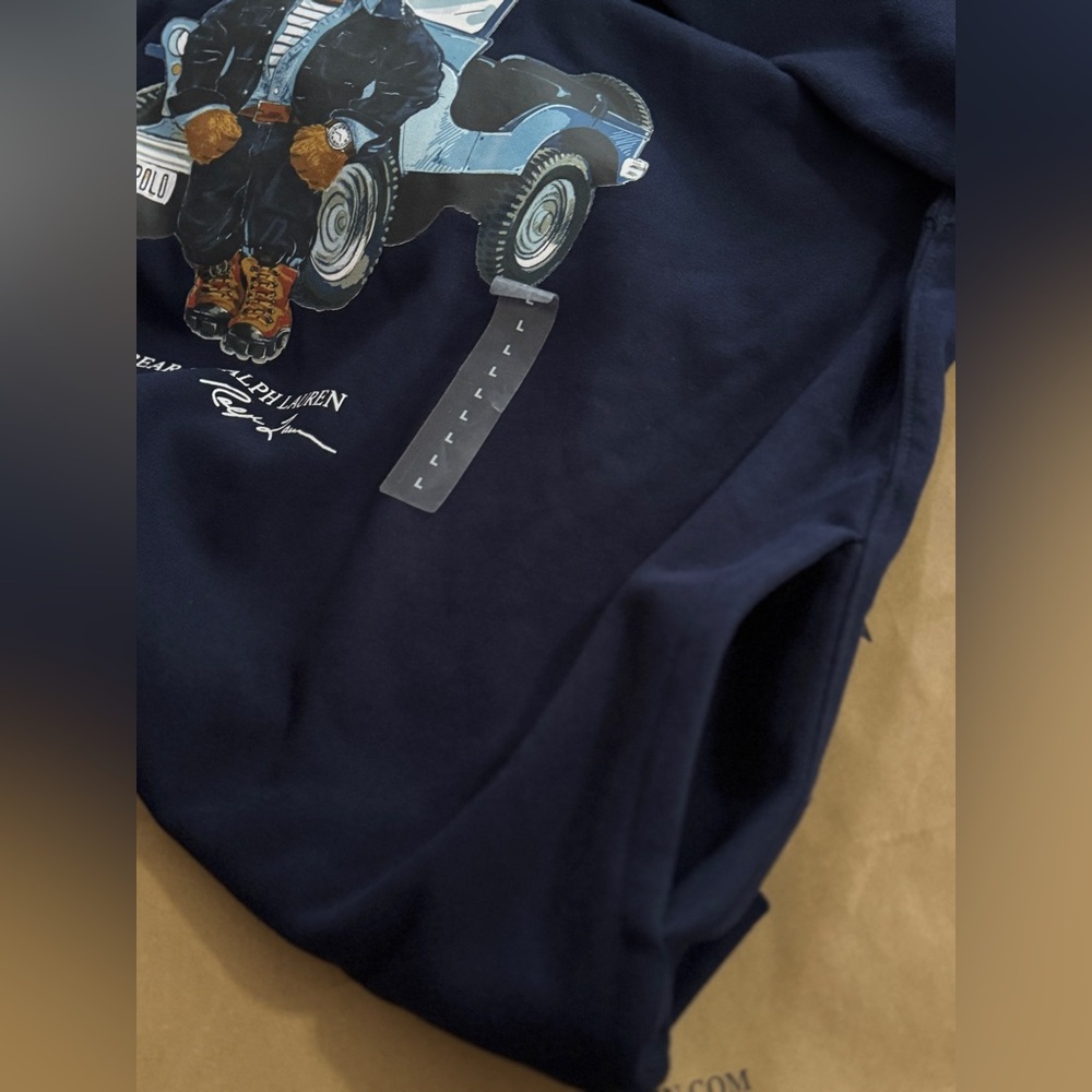 NWT Polo Ralph Lauren Navy blue POLO AVIATOR JEEP BEAR Fleece Hoodie Sweatshirt - Picture 3 of 3
